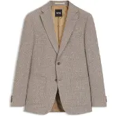 BOSS Slim-fit blazer van een scheerwolmix met dessin Maat 54