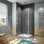 AICA vierkante douchecabine 110x70x185cm,dubbele vouwdeur,hoek instap,6mm veiligheidsglas nano coating