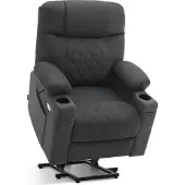 MCombo Relaxfauteuil met Elektrische Opstahulp - Verstelbare Ligfunctie - Donkergrijs - Microvezel
