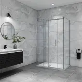 AICA Douchecabine schuifdeur: 130 cm +twee zijwanden: 90 cm ,6mm veiligheidsglas