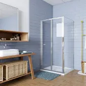 AICA Douchecabine 80x70x185cm Vouw-/schuifdeur+één zijpaneel 5mm veiligheidsglas-gepolijst chroom frame