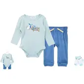 VBM babykleding - 3-delige set - rompertje-broekje en kousjes - 0-3maand