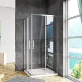 AICA 100x70x185cm Douchecabine hoekinstap met schuifdeuren 6mm ESG glas