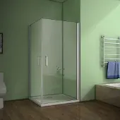 AICA 100x76x185cm,2x douchedeur,douchecabine douchewand hoekinstap draaideur draaideur ESG glazen douche