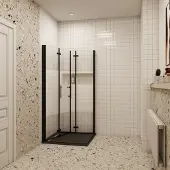 AICA 90x80x195cm douchecabine 6mm NANO veiligheidsglas draaideur met matte folie middelban