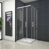 AICA Rechthoekige hoekinstap douchecabine 110x80x195cm,dubbele schuifdeur,6mm nano veiligheidsglas easyclean