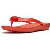 FitFlop iQushion Glanzende Knop Polyurethaan Dames Cherry Tomato Flip-Flops