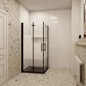 AICA 100x80x195cm douchecabine 6mm NANO veiligheidsglas draaideur met matte folie middelban