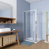 AICA Douchecabine 76x70x185cm Vouw-/schuifdeur+één zijpaneel 5mm veiligheidsglas-gepolijst chroom frame