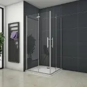 AICA vierkante douchecabine 80x80x195cm,dubbele vouwdeur,hoek instap,6mm veiligheidsglas nano coating