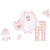VBM babykleding - 5-delige set - rompertje-broekje-muts-kousjes-slabbetje - 3-6 maand