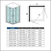 AICA vierkante douchecabine 120x120x185cm,dubbele vouwdeur,hoek instap,6mm veiligheidsglas nano coating