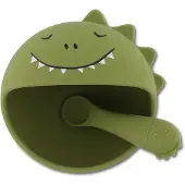 Trixie | Eerste Baby Maaltijdset – Mr. Dino – Siliconen – Zuignap – 4m+