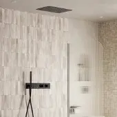 Saniclear Manchester plafond inbouw regendouche 48x33cm mat zwart met staafhanddouche