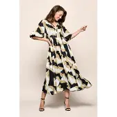 Mart Visser Sophie Print Jurk Zwart / Camel
