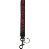Dolce&Gabbana Zwart Rood DG Logo Polyester Zilver Heren Sleutelhanger Sleutelhanger