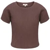 ONLY KIDS GIRL T-shirt met textuur donkerbruin Meisjes Viscose Ronde hals - maat 152