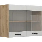 Vicco R-Line Glazen keukenkast – 80 cm Wit Landhuis