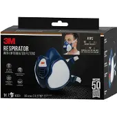 3M Stofmasker 4251+, type A1P2, tegen organische dampen, met geïntegreerde filters en ventielen, herbruikbaar, blauw-wit, 1 stuk
