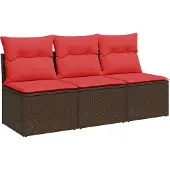 vidaXL | Tuin Sofa | met kussen Bruin 165 x 62 x 69 cm Poly rattan