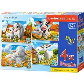 Castorland 4-in-1 Puzzels: Lieve Dieren (4+ jaar)