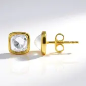 Cavill - elegante 925 Sterling zilver oorbellen verguld - 2 22 ct Braziliaanse witte topaas kussen geslepen - klassieke zilveren oorbellen 8 mm