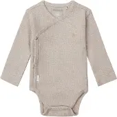 Noppies baby newborn romper Nino van katoen Beige Jongens Stretchkatoen V-hals - maat 44