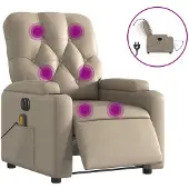 vidaXL Massagestoel verstelbaar elektrisch kunstleer cappuccinokleurig