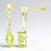 Cavill - 925 Sterling Zilveren Oorbellen - 18K Goud Verguld - Toermalijn 1,58ct Mozambiek - Ovaal Druppelvorm - Zirkonia Accent - Elegant
