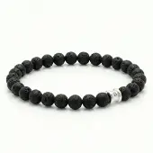 Steel & Barnett - Kralenarmband Heren - Lavasteen - Maat L
