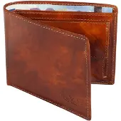 Tony Perotti Leren Billfold Van Gogh met papiergeld-, muntgeld- en creditcardvakken - Cognac