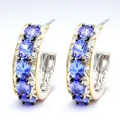 Cavill - Zilveren Oorbellen met 1 8 ct Ovale Tanzaniet - 925 Sterling Zilver met Palladium - Elegante Blauwe Edelsteen Sieraden 17 mm