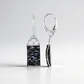 Cavill - 925 Sterling Zilver Oorbellen - Platina Geplateerd - 11 ct Versteend Jambi Palhout Baguette Cabochon - Bali Barong Stijl