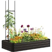 HOMCOM Outsunny Multifunctionele Tuinbeddenset - Gegalvaniseerd Staal - 180x90x29,5cm - Zwart
