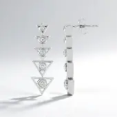 Cavill - Zilveren Oorbellen Geometrisch - 925 Sterling Zilver Geplatineerd - Cambodjaanse Zirkonia Rond 0,714 ct - Elegant, Licht en Tijdloos Design