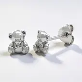 Cavill - Zilveren Oorbellen - 925 Sterling Zilver - Schattige Teddybeer Oorstekers 6 mm - Kinder Sieraden - Speelse Kleine Oorbellen Meisjes
