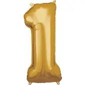 Amscan Folieballon 33 X 86 Cm Goud Nummer 1