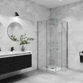 AICA Douchecabine met dubbele vouwdeur,helder veiligheidsglas nano coating, 100x120x195cm