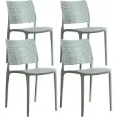 Oviala - Set van 4 saliegroene plastic terrasstoelen - Riga