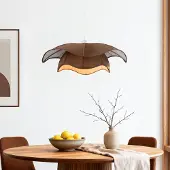 LumenXL Hanglamp Vea met organische linnen kap in warm bruin