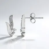 Cavill - Zilveren Oorbellen met 0,191 ct Cambodjaanse Zirkonia's - 925 Sterling Zilver - Elegant Bloemmotief Stekers - Dames Sieraden 13 mm