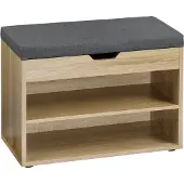 Kesper Schoenenkast met opbergvak en zitkussen eikenlook