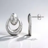 Cavill - Zilveren Oorbellen - 925 Sterling Zilver - 20 Witte Topaas (0,23 ct) - Halve Maan Design - Elegante Oorbellen Dames