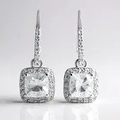 Cavill - 925 Sterling Zilveren Oorbellen - 2.79 ct Mexicaanse Danburiet & 1.06 ct Natuurlijk Zirkon - Antieke Cushion Cut - Elegant & Luxueus Design