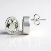 Cavill - Zilveren Oorbellen 925 Sterling Zilver - 4,7 ct Witte Braziliaanse Topaas Ovaal - Elegante Monosono Collection Studs
