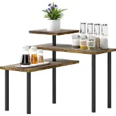 HOMCOM Keukenopbergrek Spaanplaat, metaal 40L x 18B x 36,5H cm Rustiek bruin