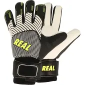 Real Fusion Keepershandschoenen Kinderen - Zwart / Wit / Fluogeel | Maat: 5