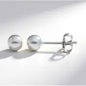 Cavill - 925 Sterling Zilver Gerhodineerde Oorbellen - 7 mm Bolvormige Studs - Minimalistisch Elegant - Dames Oorstekers