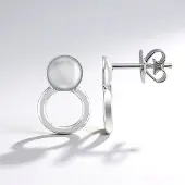 Cavill - Zilveren oorbellen 925 Sterling zilver met palladium - Elegante Pallanova oorbellen 14mm - Minimalistisch modern design - Push-in sluiting