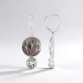 Cavill - Zilveren Oorbellen - 925 Sterling Zilver - Groene Amethist Rond 2 34 ct - Elegant Bladmotief - Natuurlijk & Modieus Sieraad
